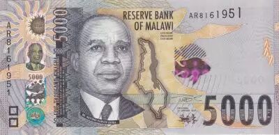 Malawi 5000 Kwacha - Dr.Hasting Banda - Bank - 01-01-2022 - Serial AR