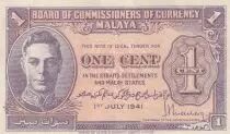 Malaya 1 Cent George VI - uniface - 1941