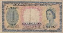 Malaya 1 Dollar - Elisabeth II - Armoiries - 1953 - S&eacute;rie A89