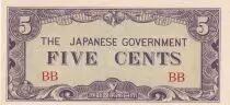 Malaya 5 Cents ND1942 - Japanese Government - Serial BB