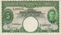 Malaya 5 Dollars - George VI - 01-07-1941 - P.12