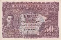 Malaya 50 Cents - George VI - 1941 - Serial A.21 - P.10b