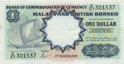 Malaya e Borneo 1 Dollar - 1959 - P.8A