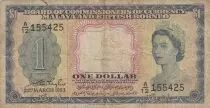 Malaya e Borneo 1 Dollar - Elisabeth II - Arms - Serial A/12 - 1953