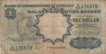 Malaya et Born&eacute;o 1 Dollar - Voilier - P&ecirc;cheurs - S&eacute;rie A/83 - 1959