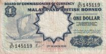 Malaya et Bornéo 1 Dollar  Voilier - Pêcheurs - 1959 - TB - Série B 97 - P.8a