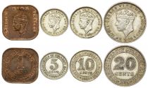 Malaya Serial of 4 coins Malaya - George VI - Various years and conditions