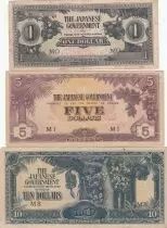 Malaya Set of 3 banknotes - Japaneses Occupation - WWII - 1942-1945
