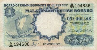 Malaya y Born�o 1 Dollar - 1959 - P.8