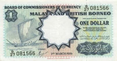 Malaya y Born�o 1 Dollar - 1959 - P.8A