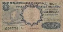 Malaya y Born&eacute;o 1 Dollar - Sailing boat - Fishermans - S&eacute;rie A/90 - 1959
