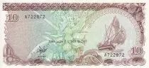 Maldivas 10 Rufiyaa - Fishing boats - Village scene - 1983 - UNC - P.11