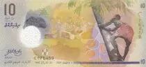 Maldivas 10 Rufiyaa, Villagers, coconut palm - Polymer - 2015 (2016) - UNC - P.26