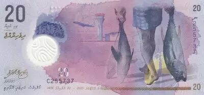 Maldivas 20 Rufiyaa - Fisherman - fish - Dhaw - Polymer - 2015 - Serial C