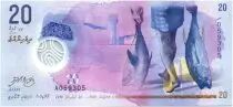Maldivas 20 Rufiyaa, Fisherman, fish - Dhaw - Polymer 2015