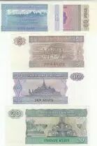 Maldivas Set of 5 banknotes  -  0.50, 1, 5, 10, 20 Kyats  - 1994 to 1997