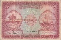 Maldives 10 Rupees - Bateaux de p&ecirc;che - B&acirc;timent - 1960 - S&eacute;rie A