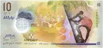 Malediven 10 Rufiyaa, Villagers, coconut palm - Polymer 2015