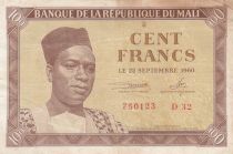Mali 100 Francs - Pdt Mobido Keita - Vaches - 1960 - Série D.32