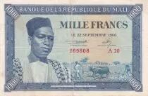 Mali 100 Francs - Pres. Modibo Keita - Farmers ploughing - 1960 - Serial A 20