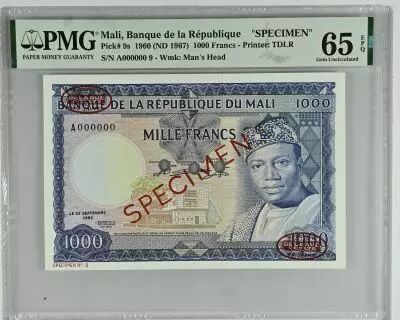 Mali 1000 Francs - Pr�sident Modibo Keita - Mosqu�e Djenne - Sp�cimen - P.9s - PMG 65 EPQ