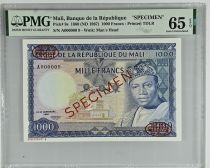 Mali 1000 Francs - Président Modibo Keita - Mosquée Djenne - Spécimen - P.9s - PMG 65 EPQ
