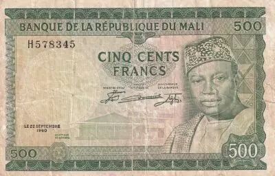 Mali 500 Francs - Pdt. Modibo Keita - B�timent - 22/09/1960 - S�rie H