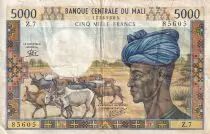 Mali 5000 francs - Homme et troupeau - Coton - ND (1972-1984) - Série Z.7 - P.14e