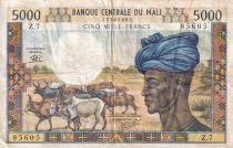 Mali 5000 francs - Man and cattle - Cotton - ND (1972-1984) - Serial Z.7 - P.14e