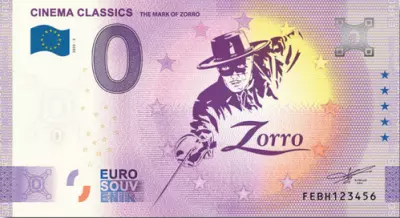 Malta 0 Euro Souvenir - Classic Cinema - The Mark of Zorro - 2025