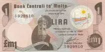 Malta 1 Lira - Boat - Monument - 1967 - Serial A