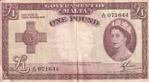 Malta 1 Pound - Elizabeth II - ND (1954) - Serial A.22 - P24