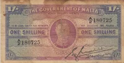 Malta 1 Shilling - George VI - 1943 - Serial A.2
