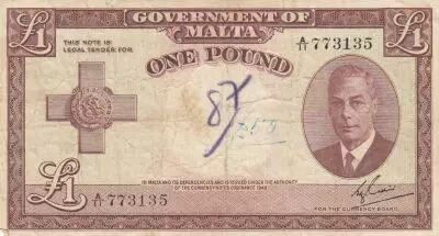 Malte 1 Pound - George VI - 1949 - S�rie A.11