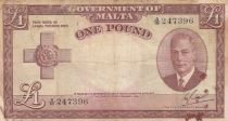 Malte 1 Pound L.1949 - George VI - A/16 247396