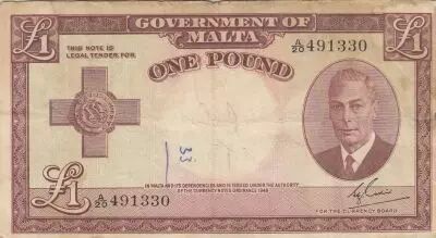 Malte 1 Pound L.1949 - George VI - A/20 491330