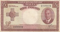 Malte 1 Pound L.1949 - George VI - A/8 038934