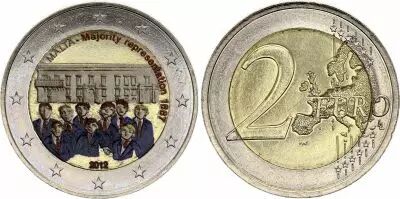 Malte 2 Euros - Repr�sentation majoritaire - Coloris�e - 2012