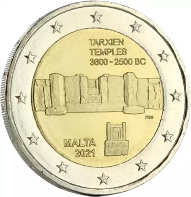 Malte 2 Euros Comm�mo. MALTE 2021 - Temple de Tarxien