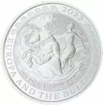 Malte La d&eacute;esse Europe et le Taureau - 1 50 euros Argent (1 once) Malte 2022