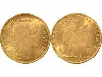 Marianne - 10 Gold Francs, Rooster - 1909 Paris