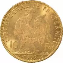 Marianne - 10 Gold Francs, Rooster - 1909 Paris