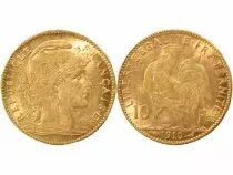 Marianne - 10 Gold Francs, Rooster - 1910 A Paris