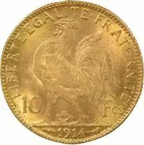 Marianne - 10 Gold Francs, Rooster - 1914 Paris