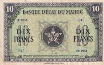 Maroc 10 Francs - 01-03-1944 - TTB  - Série D.1224 - P.25