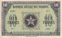 Maroc 10 Francs - 01-03-1944 - TTB  - Série Z.836 - P.25