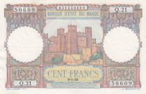 Maroc 100 Francs - Ksar d\'Aït-ben-haddou - 09-01-1950 - SUP - Série Q.21 - P.45