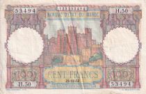 Maroc 100 Francs - Ksar d\'Aït-ben-haddou - 19-04-1951 - TTB - Série H.50 - P.45