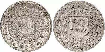 Maroc 20 Francs, Mohammed V - 1347  (1928)
