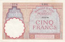 Maroc 5 Francs 14-11-1941 - SUP- Série U.891 - P.23Ab
